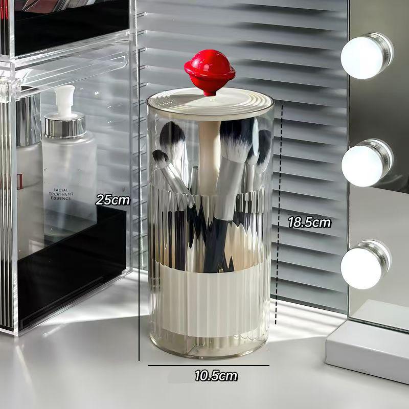Makeup Brush Organizer Press Type Automatic Lifting Makeup Brush Eyebrow Pencil Storage Box Dustproof Cosmetic Organizer