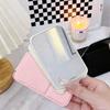 Pu Leather Solid Color Foldable Makeup Mirror Simple Portable Handheld & Desktop Dual-Use Student Cute Pocket Mirror