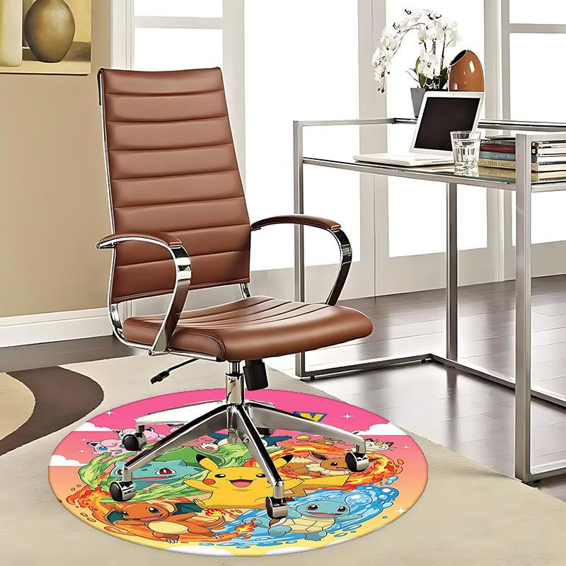 

1pc Pokémon Pikachu & Friends Round Carpet - Anime Cartoon Design Chair Mat for Office, Home Decor, Living Room, Bedroom, Game Room, Dormitory, Non-Sl 80cm by 80cm