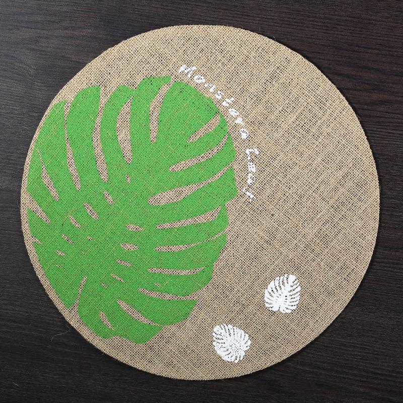 Eco-friendly round Japanese minimalist wind fringed placemat table mat coaster natural color jute modern minimalist