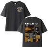Milo J  Album Casual Graphics Vintage Washed Tee Hip Hop Oversized T Shirt Mens Women Streetwear Short Sleeve Tshirts Unisex