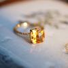 Three-Dimensional Design  Inlaid Citrine Square Adjustable Ring Shines Luxury Women'S Jewelry Party Accessories