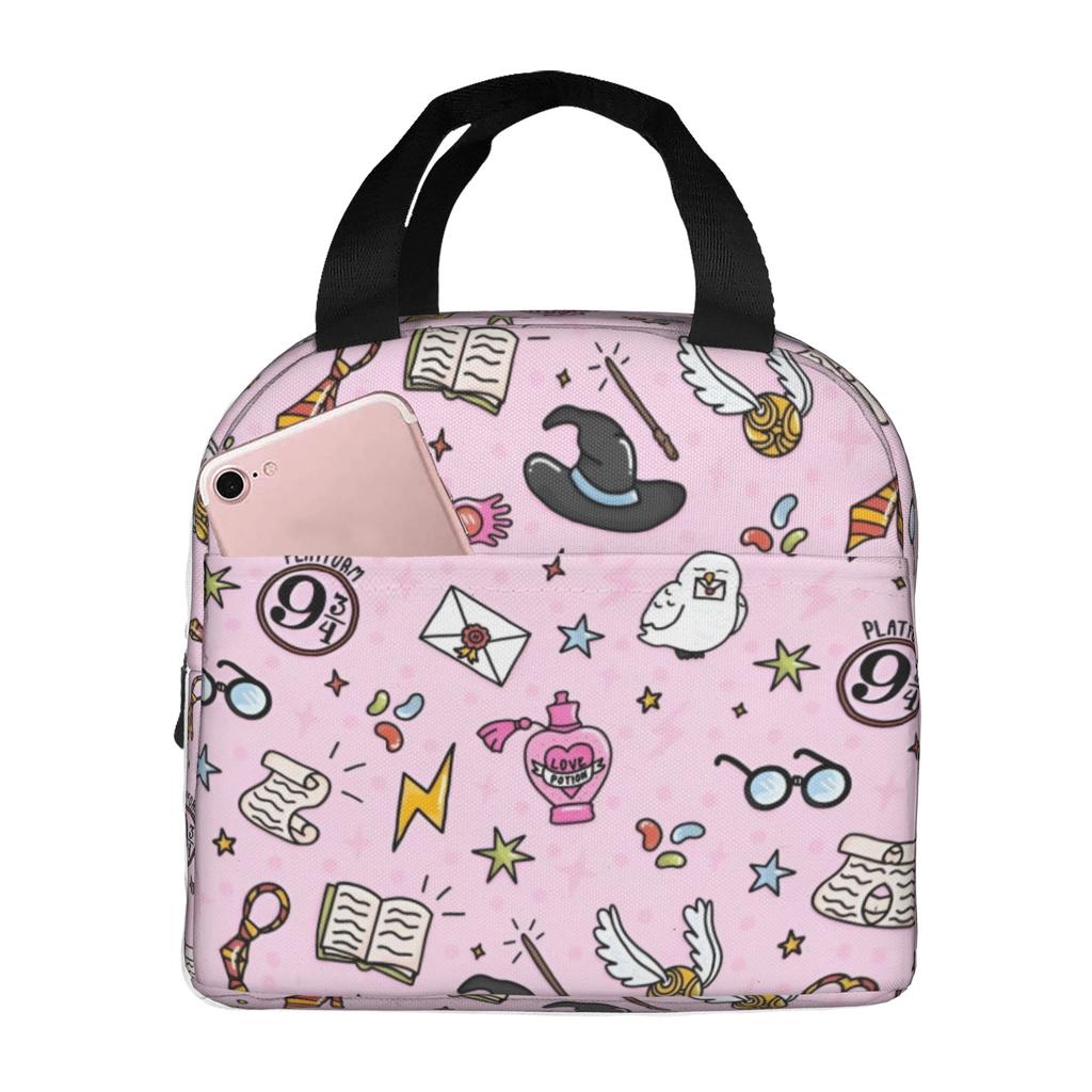 Custom H-Harryes Thermal Insulated Lunch Bag Women Men Witchcraft Portable Lunch Container for School Storage Food Box
