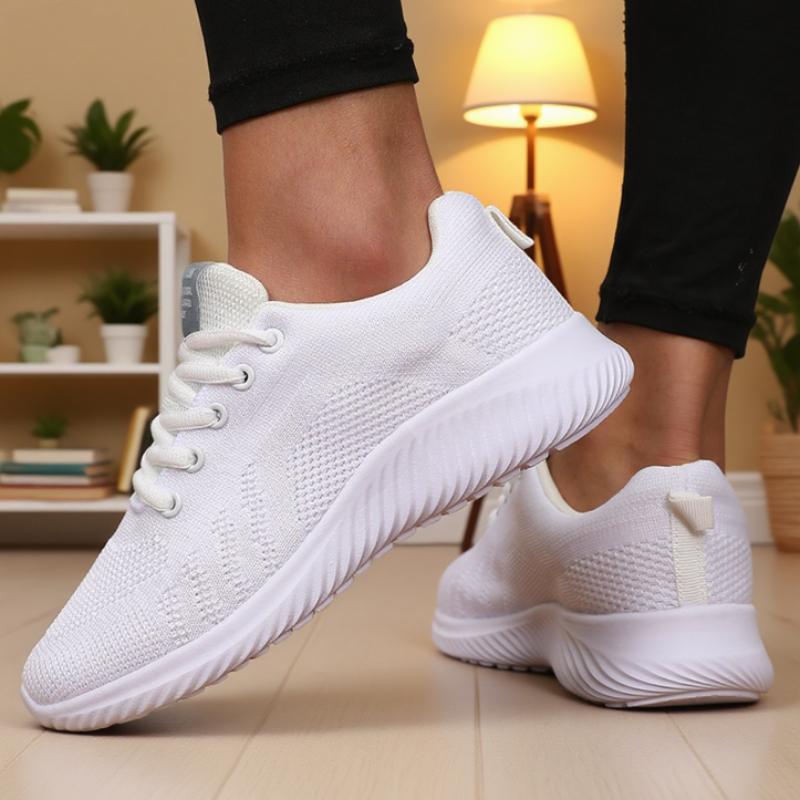 Anti Slip Sole Net Toed Women's Athletic Shoes Female Designer Shoes Chaussures Femme White Casual Flat Shoes for Women Sneaker