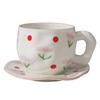 Korean ins style, hand-painted flower handmade ceramic coffee cup, ceramic milk coffee cup and saucer set
