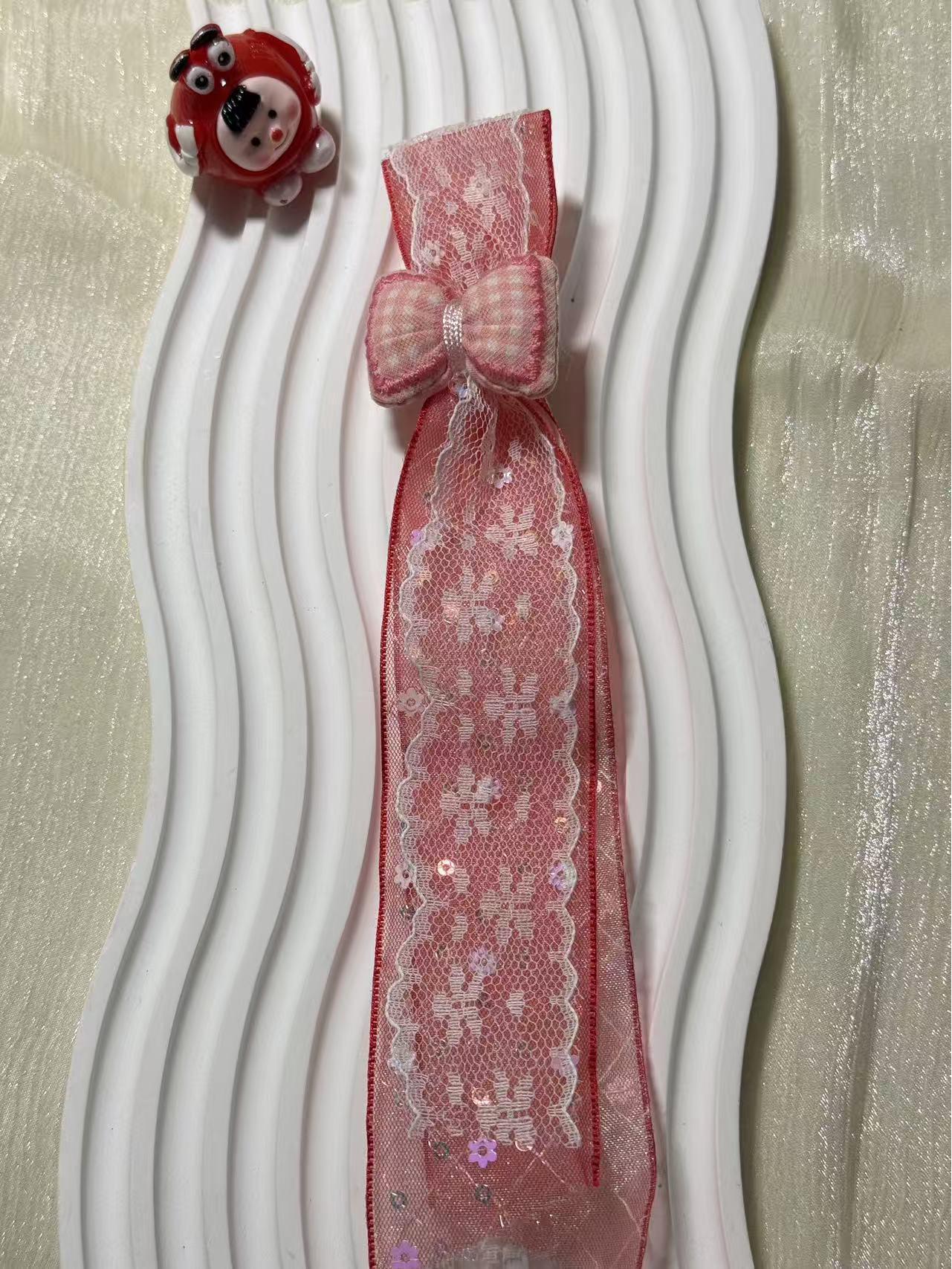 

Charming Bow Lace Beaded Lanyard & Keychain Pendant for Bags & Phones красный