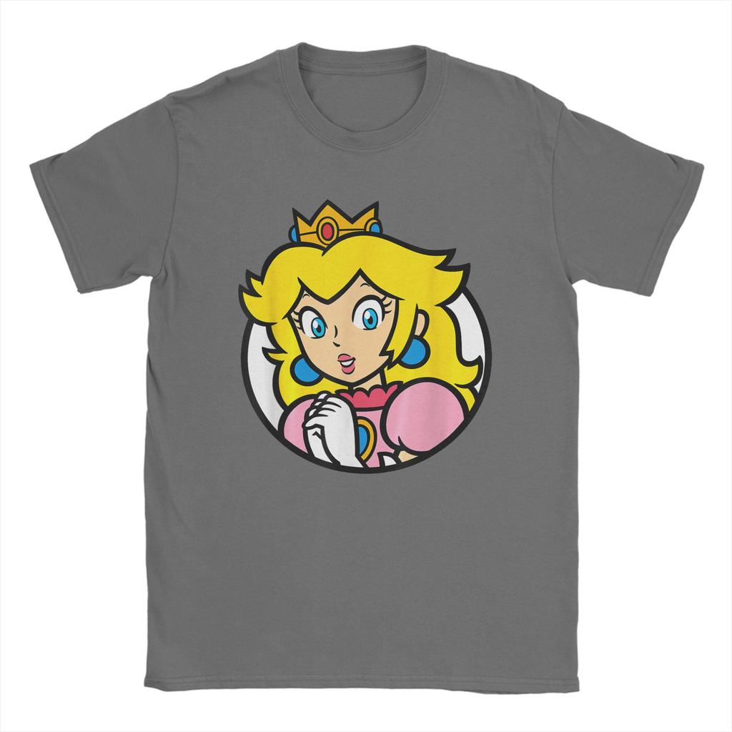 Men Super Marios Bros Princess Peach T Shirts 100% Cotton Clothes Funny Short Sleeve Crewneck Tees Adult T-Shirts