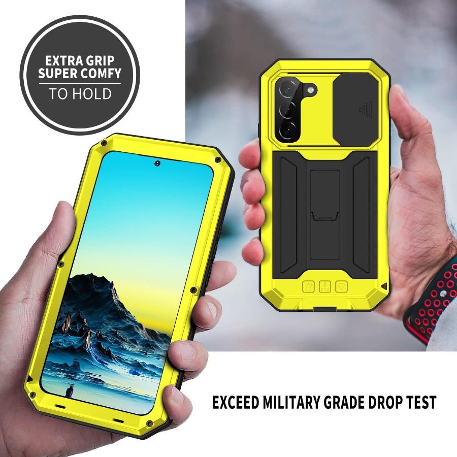 Für Samsung S25 Edge S24 S23 S22 Plus S21 Ultra Luxuriöse Robuste Metall-Rüstung Stoßfeste Hülle Displayschutzständer Kameraabdeckung
