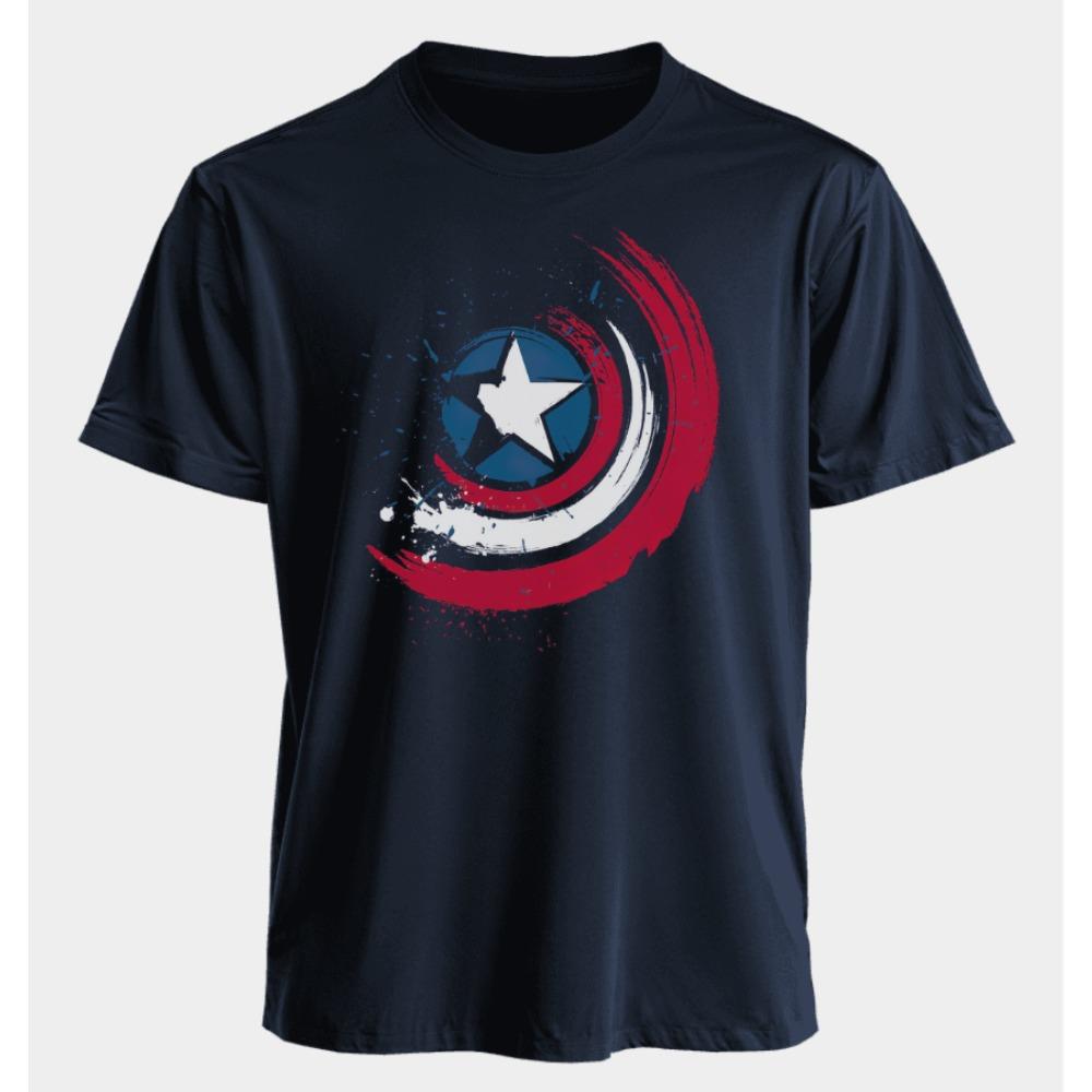 Marvel Men s and Women s T-shirts Captain America Summer Spring and Autumn New Classic Oversized Sporty Trendy Short-sleeved S