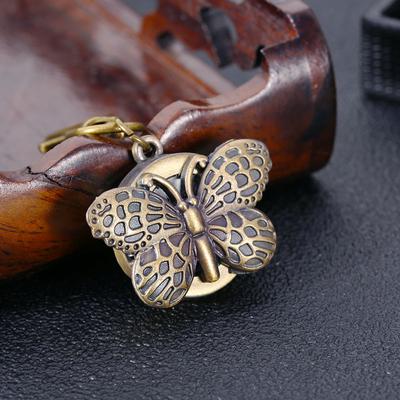 Montre à Quartz Bronze Gravée Petit Papillon Montre de Poche à Quartz, Cadeau Montre Pendentif à Quartz Nostalgique