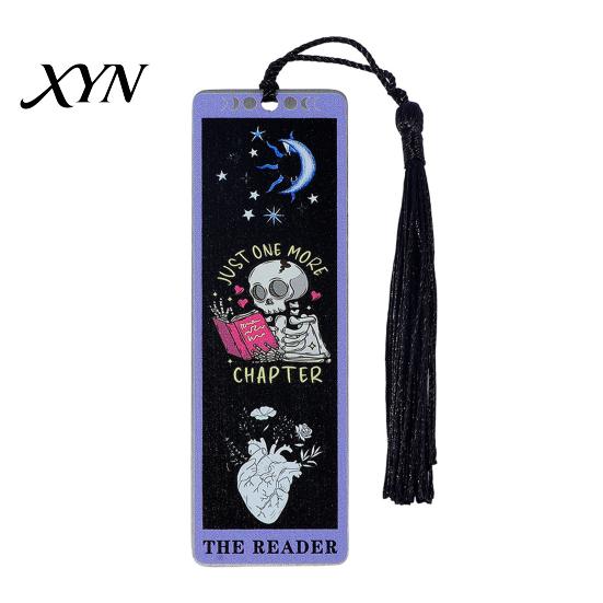 Skull Pattern Bookmark Tarot Card Bookmark, Stainless Steel Skeleton Page Marker, Thin High-definition Printed Metal Book Mark for Students