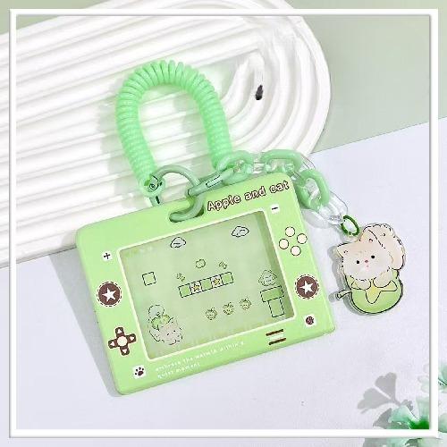 Retro Contrast Color Trend Transparent Card Holder Transparent Sliding Cover Student Campus Card Meal Card Bag ID Cover Protective Cover