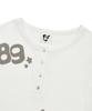 LMR Lettering Graphic Waffle Henley Neck Long Sleeve T-Shirt Ivory