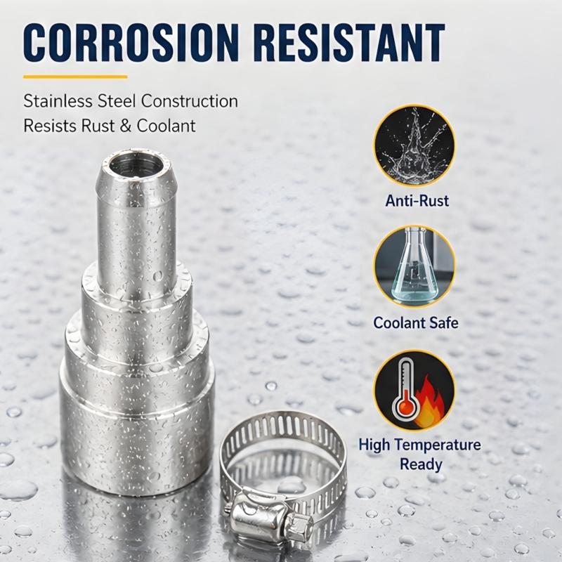 Stainless Steel Coolant Hose Splice 3/4 To 5/8 Inch Reducer Fitting for Heater Core Hose Repair and Service Use In Vehicle Upkeep Tasks