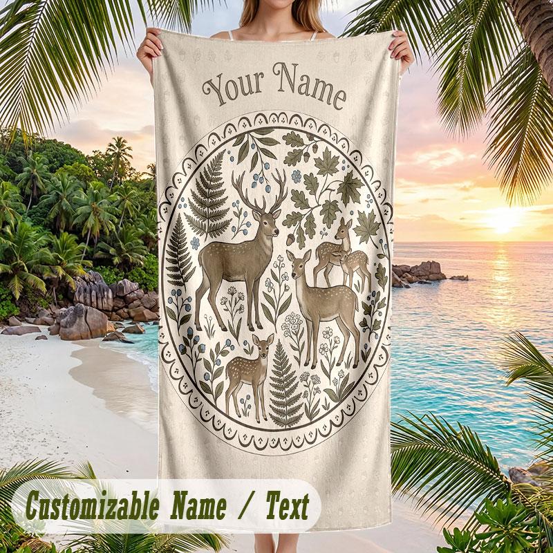 Day Dead Celebration Theme Quick Dry Beach Towel Custom Name Text Print Large Sand Resistant Towel Beach Vacation