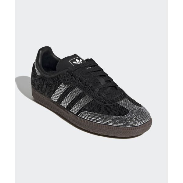 adidas Samba OG Nero Argento Strass Sneakers Donna Core-Black Dark-Gum IH9052