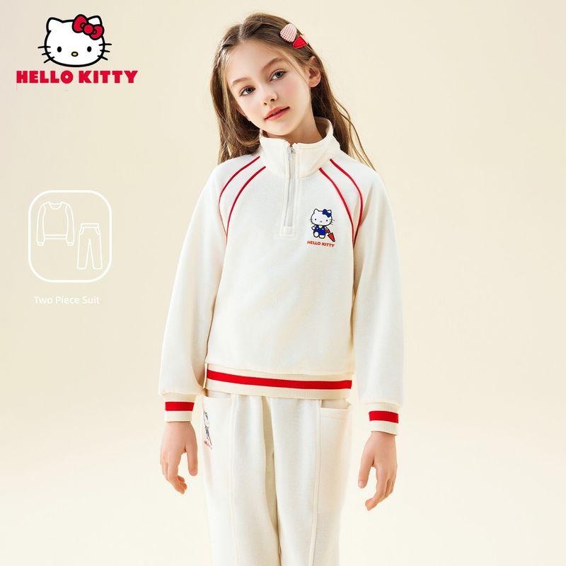 Hello Kitty Girls' Spring and Autumn Suit Kidsren's Casual Top 2024 New Style Girls' Sports Two-Piece Suit