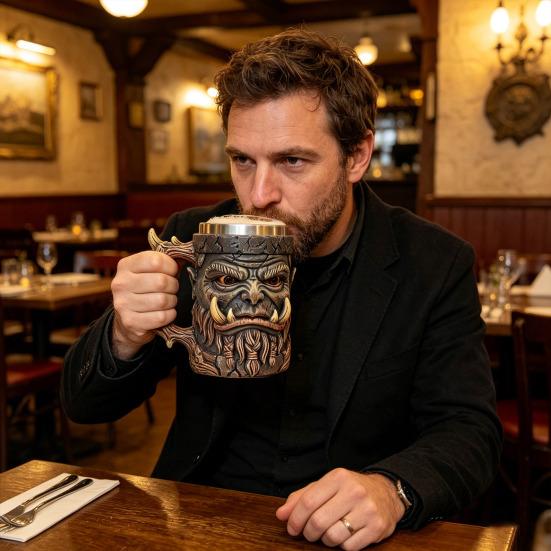 Kaffeebecher aus Kunstharz mit Steintextur und gotischem Design, originelles Trinkgefäß für Wasser, Bier und Tee, einzigartiges Geschenk für Fantasy- und Dark-Art-Fans