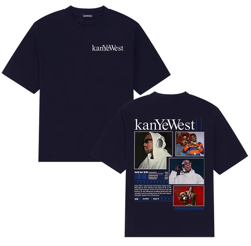 Male Gothic Vintage Hip Hop Short Sleeve Top Featuring Rapper Kanye West’s 2026 New Album Graphic Print T-shirt