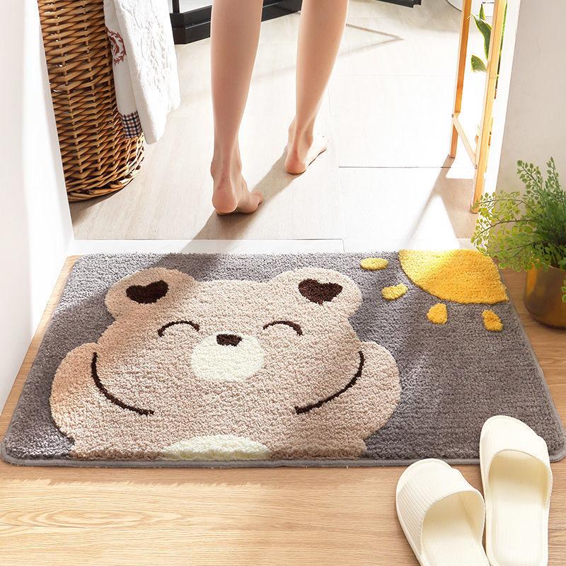Cartoon Imitation Cashmere Floor Mat Bathroom Absorbent Toilet Door Entry Non-slip Mat Bedroom Carpet Door Mat Floor Mat Household