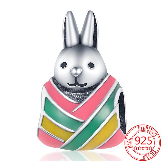 925 Sterling Silver Kanin Morot Uggla Orm Flamingokrabba Familjeträd Dinglar Charm Passar Original Armband & Armband Charm Pärlor