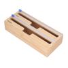 Plastic Wrap Dispenser Natural Bamboo Food Grade Easy Operation Durable Aluminum Foil Dispenser