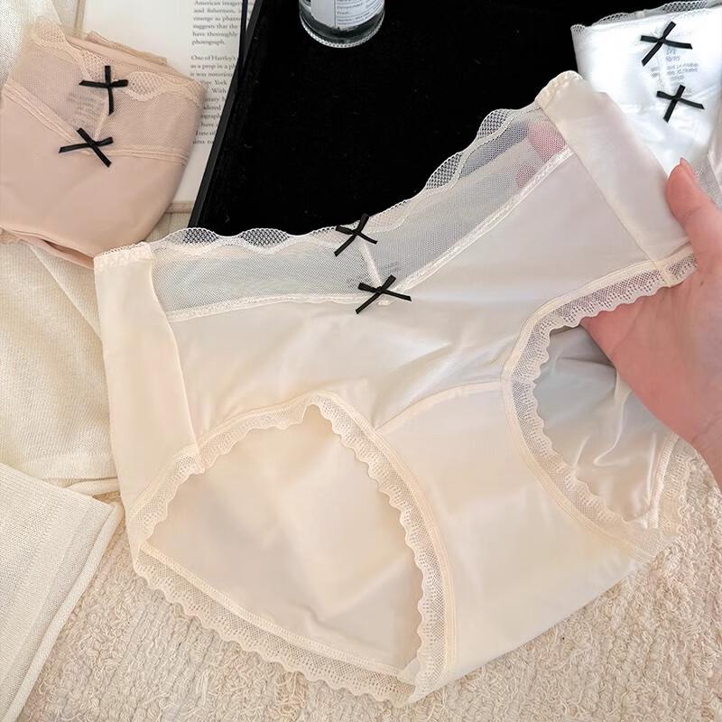 Miiow Women's Lace Ice Silk Sexy Antibacterial Briefs