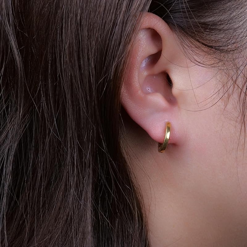 Limerencia Medical Titanium Hoop Leaving Earrings On Inner Diameter 10 Mm Compatible with Metal Allergies Earrings Unisex First Second