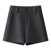 Women's Woolen High Waist A-Line Gray Shorts - Thickened Winter 2024 Collection