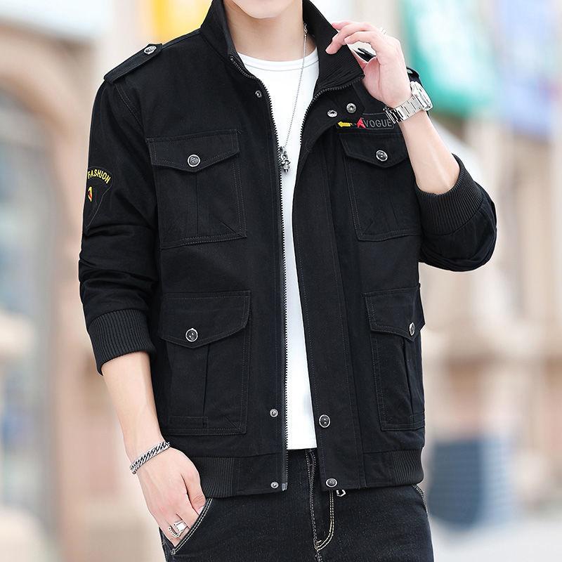 

Весенне-осенняя куртка-карго для мужчин, новая повседневная мужская одежда, верхняя одежда, осенняя одежда, модные мужские куртки-карго больших размеров для молодежи M