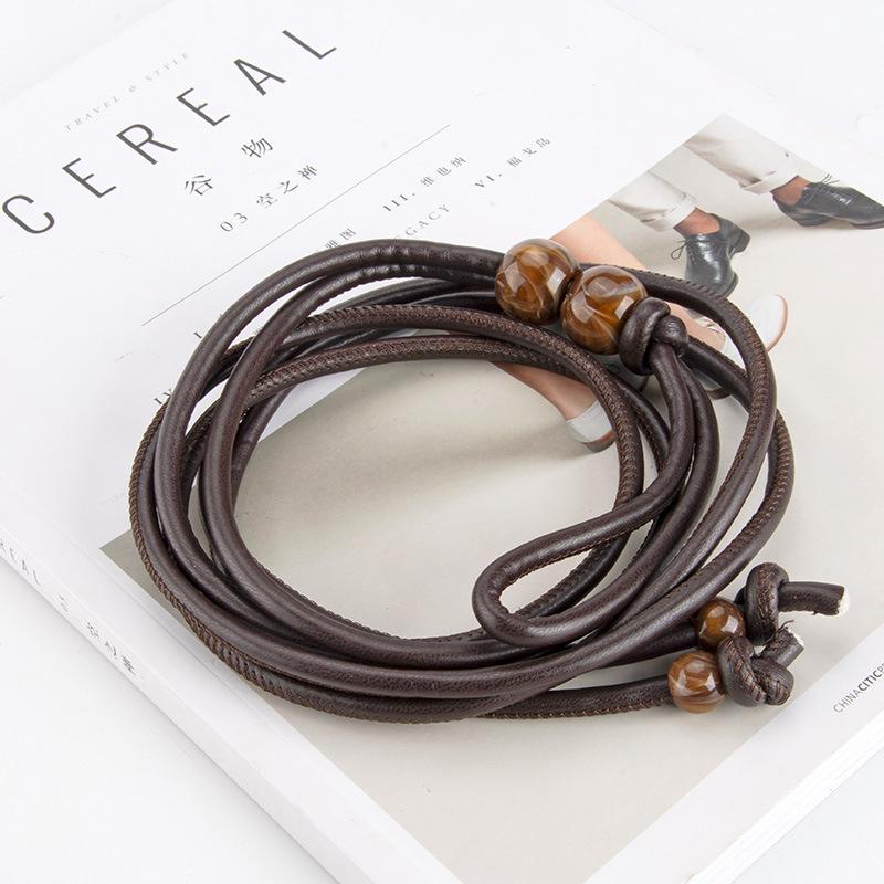 New European and American Knotted Pu Waist Rope for Women Versatile Dress Sweater High-end Decorative Waist Chain for Women