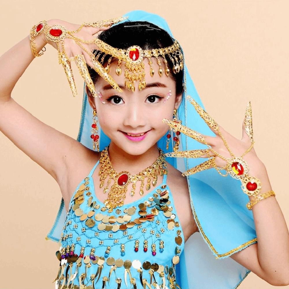 1 pair Gold Color Golden Finger Bracelet Antique Style Belly Dance Bracelet  Wedding