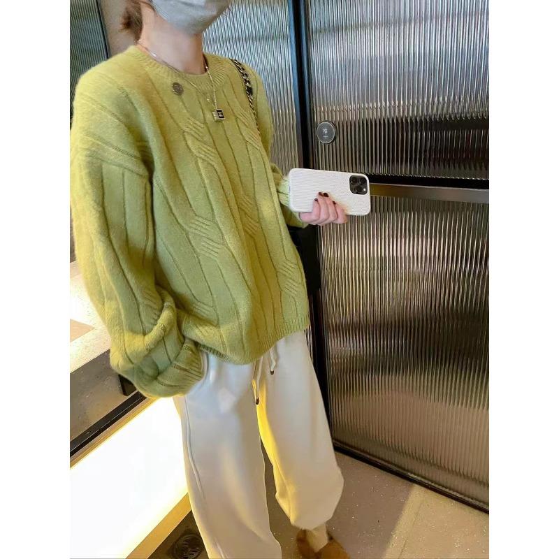 

Свитер крупной вязки женский осенне-зимний новый ленивый ветер утолщенный свободный ретро пуловер женский топ One Size