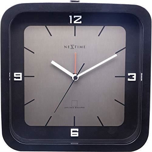Horloge De Table - NeXtime - Square Alarm - Bois - Noir - 20 X 20