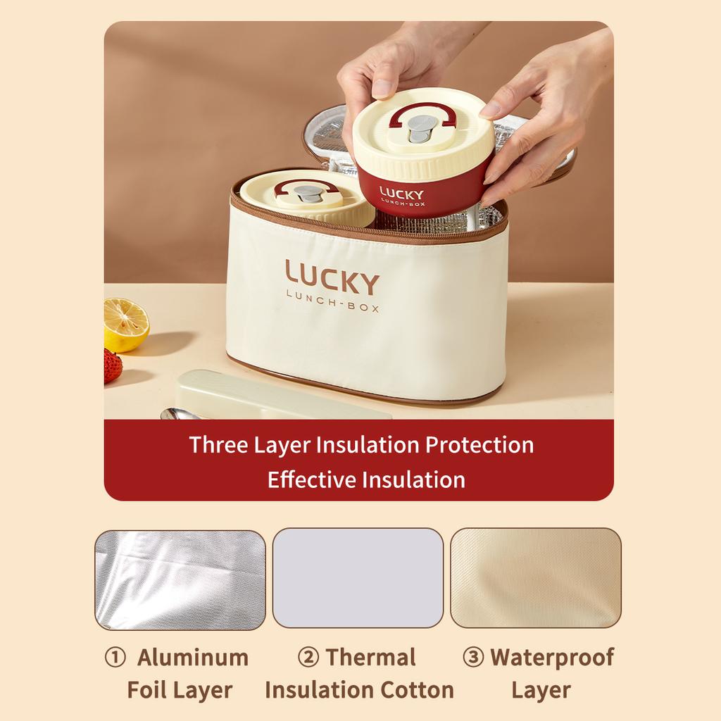 Portable Fruit Salad Lunch Container With Handle Leak Proof 304 Stainless Steel Thermal Lunch Box For Kid Student Microwave Safe