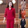 Spring Tracksuit 2 Pcs/Set Women Sweatshirt Pants Suit Zippered Stand Collar Long Sleeves Daily Wear