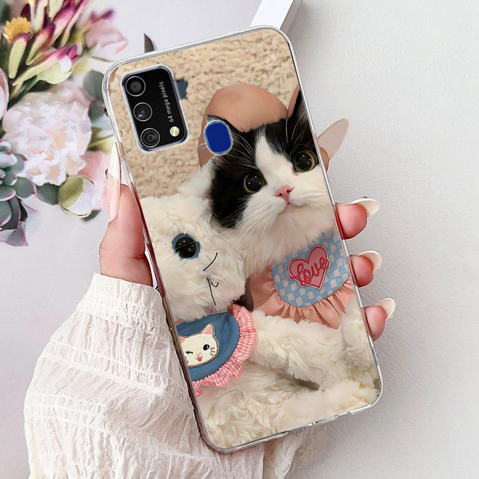 Cute Cat Caroon Cover For Samsung Galaxy A21s Case Soft Silicone Fundas Phone Cases For Samsung A 21s  A21s SM-A217F Full Bumper