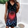 Plus Size V Neck Sleeveless Forest Valley Stream Watercolor Print For Country Leisure Vacation