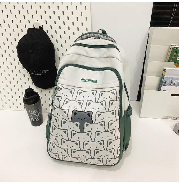 

Мультяшный школьный рюкзак для учеников начальной школы, милый рюкзак с граффити большой вместимости, модный рюкзак для учеников средней школы темно-зеленого