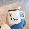 High Value Panda Mug with Lid Spoon Couple Ceramic Cup Children's Home Drinking Water Cup Office Coffee Cup