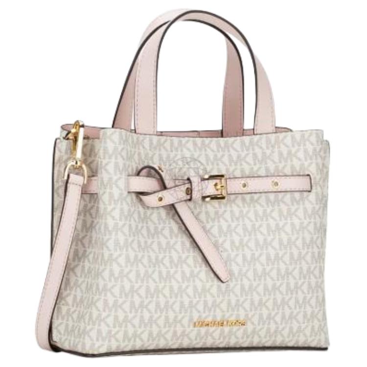 MICHAEL KORS Emilla Artificial Leather Crossbody Bag, Handbag Large Womens Vanilla White/Light Pink