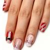 Santa Claus Red & White Striped Christmas Wearable Fake Nails - 24 Piece Set