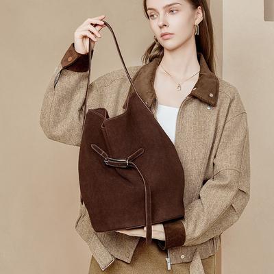 Bags Niche Tote Fashion Shoulder Bag First Layer Cowhide Large Capacity High-end Sense Portable Leather Bucket Bag