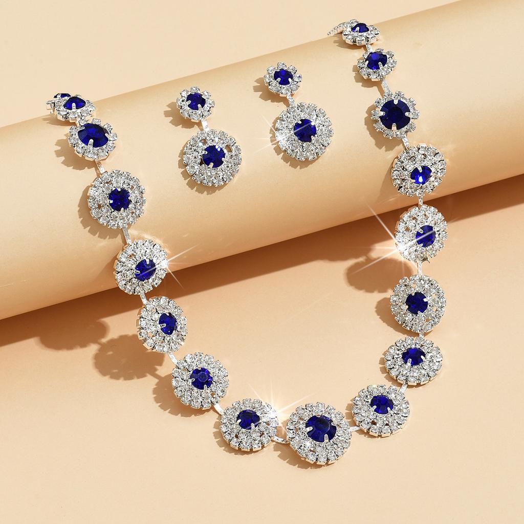 BLINGBAY Women's Jewelry Set Cute Rounded Romantic Wedding Bridal Accessories Rhinestones Elegant Bracelet Necklace Set Women's Modern Jewelry Gift