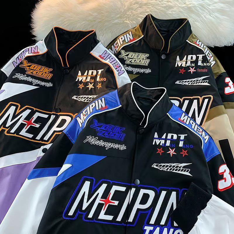 Men's Classic Streetwear Racing Jacket: Trendy, Loose-Fit, Handsome Motorcycle Style for Spring and Autumn.