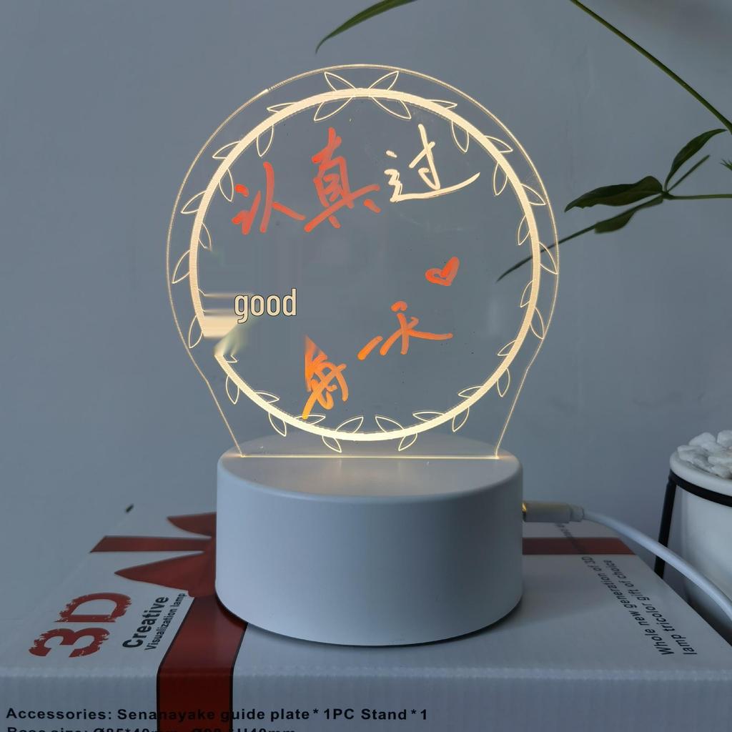 3D Acrylic LED Handwriting Tablet Night Light with Erasable Glow Message Board