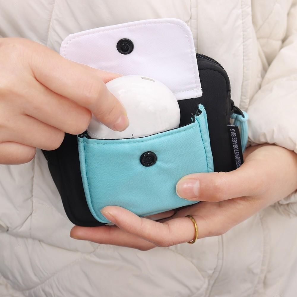 Multifuctional Canvas Coin Purse Contrast Color Mini Storage Bag Fashion Earphone Bag Outdoor