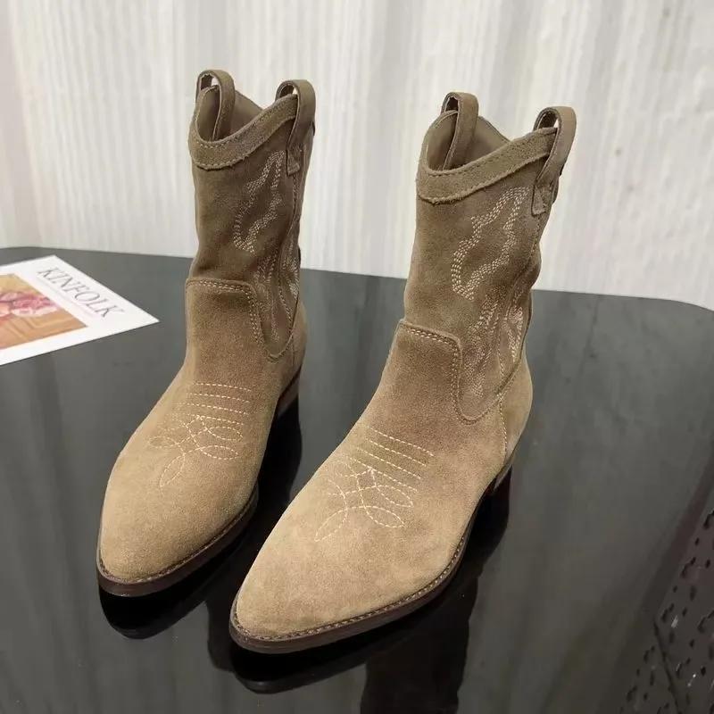 Fashion Women's Shoes 2024 High Quality Ankle Women's Boots Fashion Embroidery Modern Boots Women New Plus Size Solid Shoes for Women