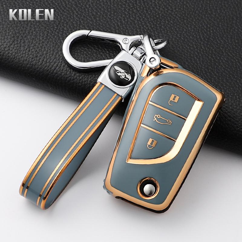 Fashion Tpu Car Key Case Cover For Toyota Aygo Yaris Highlander Camry Rav4 Corolla Land Cruiser Prado Protected Keychain Fob Bag