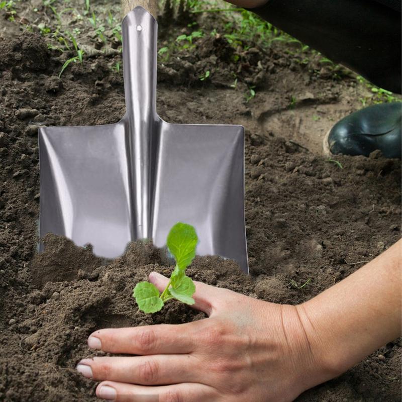 Metal Shovel Long Garden Shovel Heavy Duty Snow Shovel Ergonomic Metal Transfer Shovel Sturdy Multipurpose Flat Shovel For